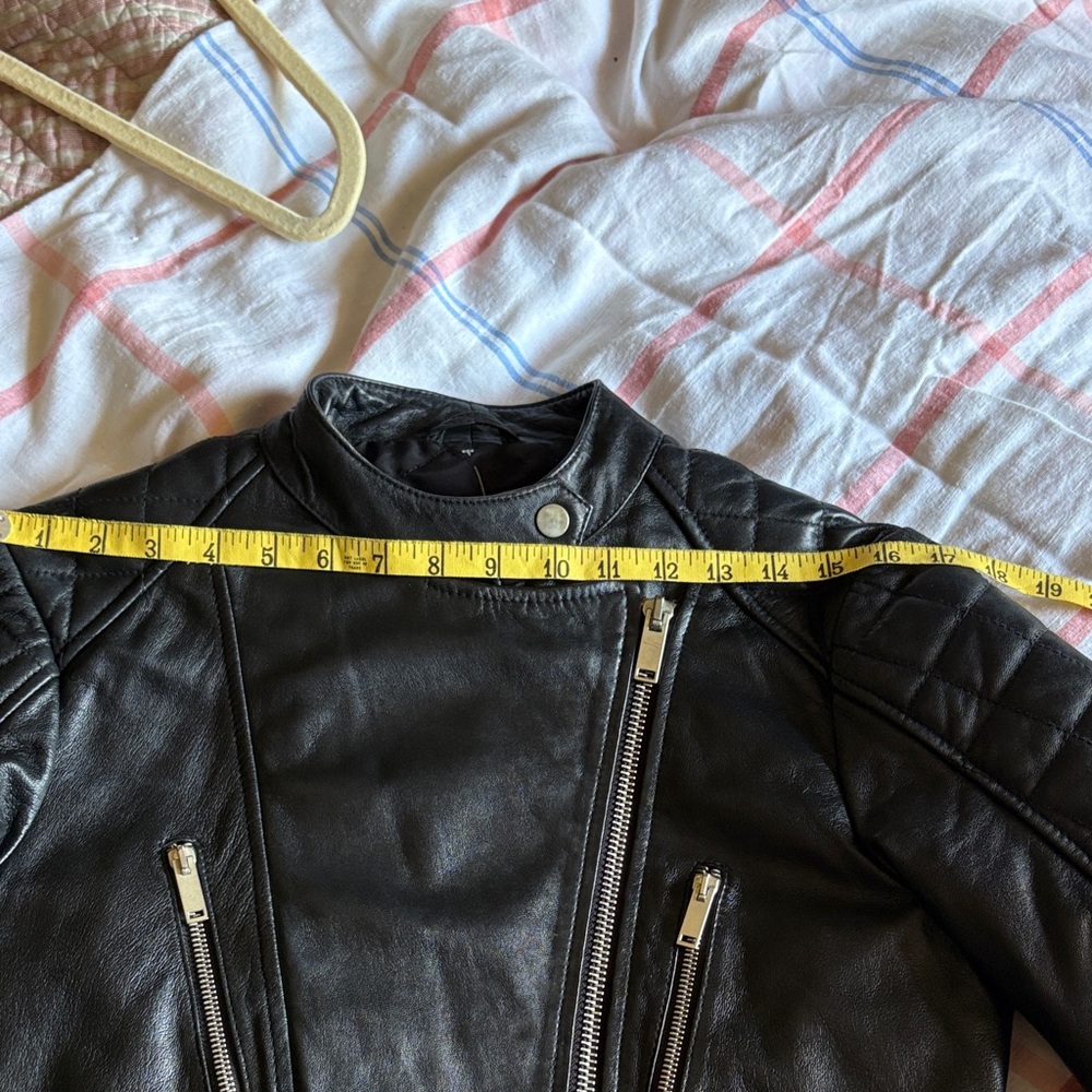 Source Unknown Black Leather Biker Jacket 100% Sheep Leather - Picture 11 of 13